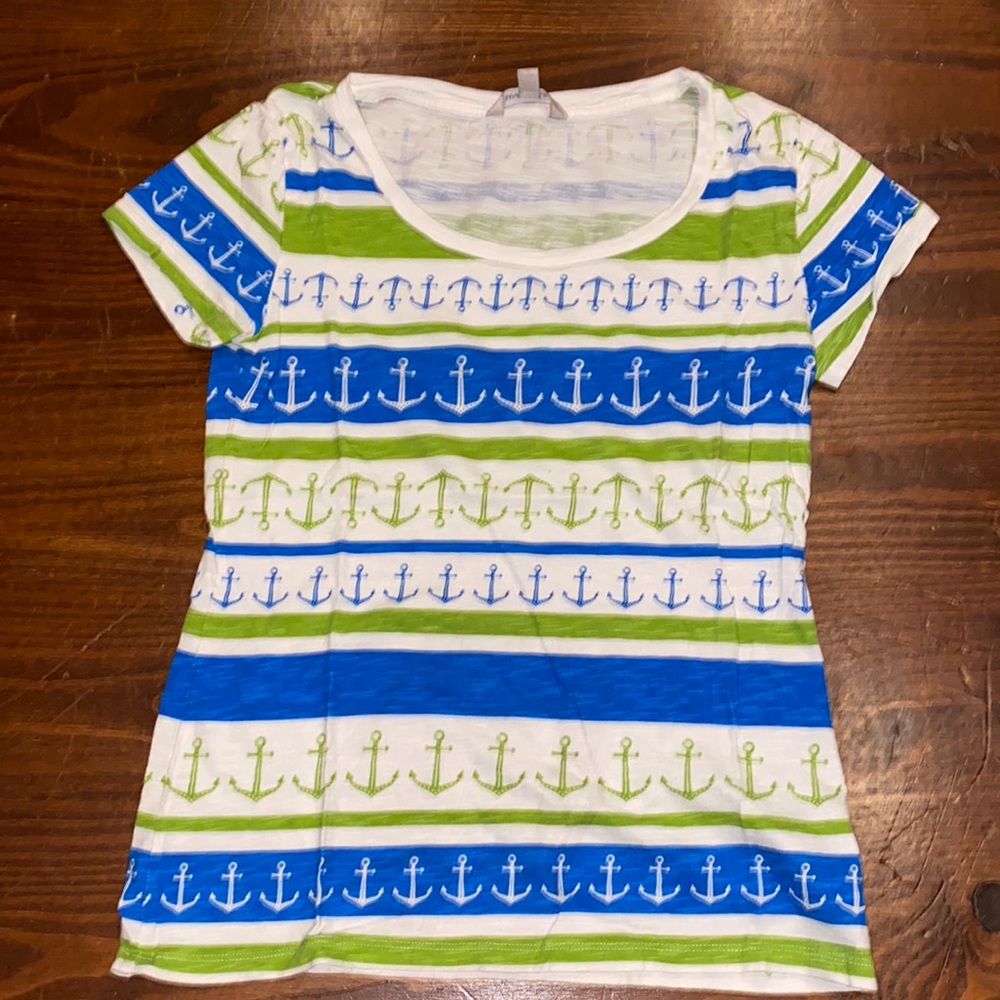 Banana Republic XS 100% cotton stripe tee with anchors